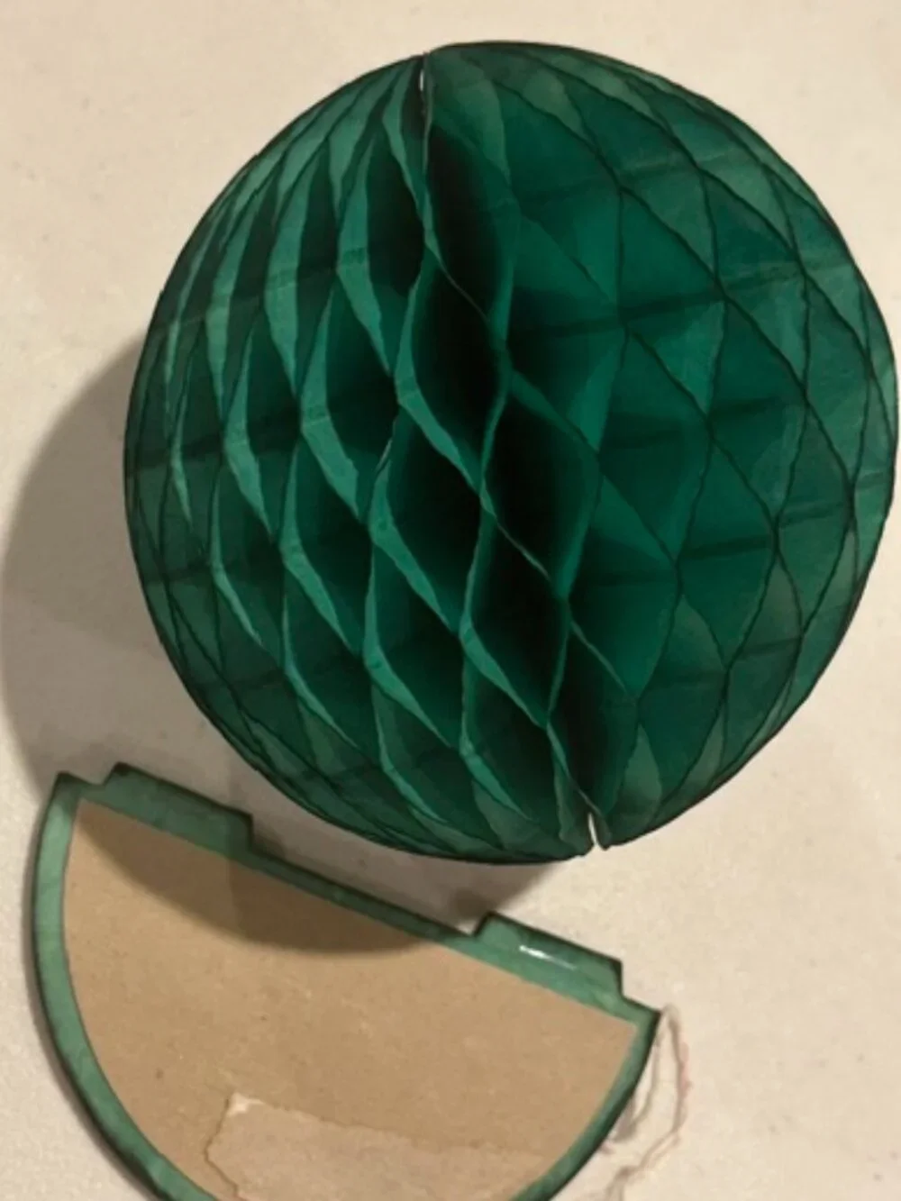 Gently Used THREE (3) Dark Green Paper Honeycomb Ball 5